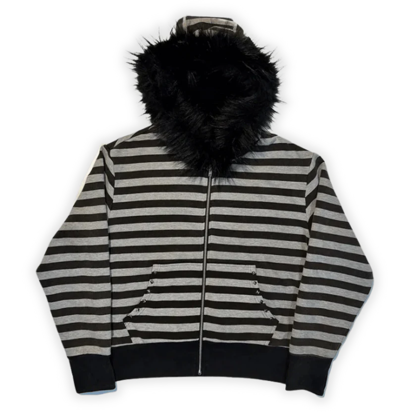 Black Stripes Zip Hoodie