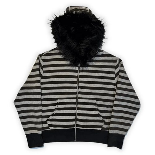 Black Stripes Zip Hoodie